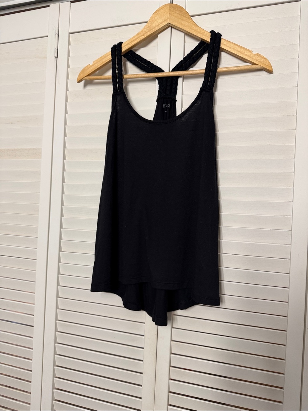 MIA Black Braided-Strap Tank Top